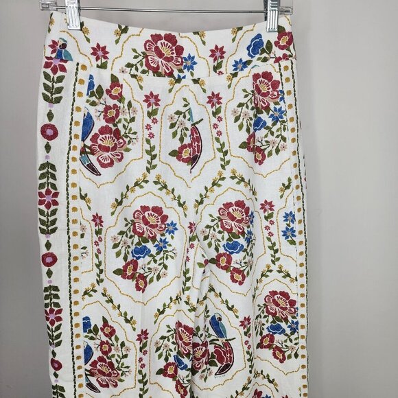 NWOT Sezane X Farm Rio Tiago Crop Linen Blend Pant Romantic Garden 36/US Size 4 - Picture 10 of 15